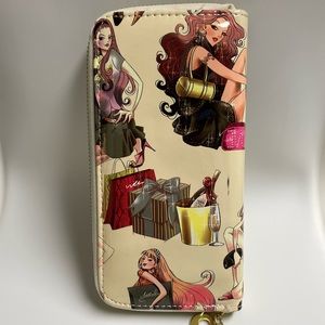 Zip around cream wallet // cool girls women pattern // shopping // accessories